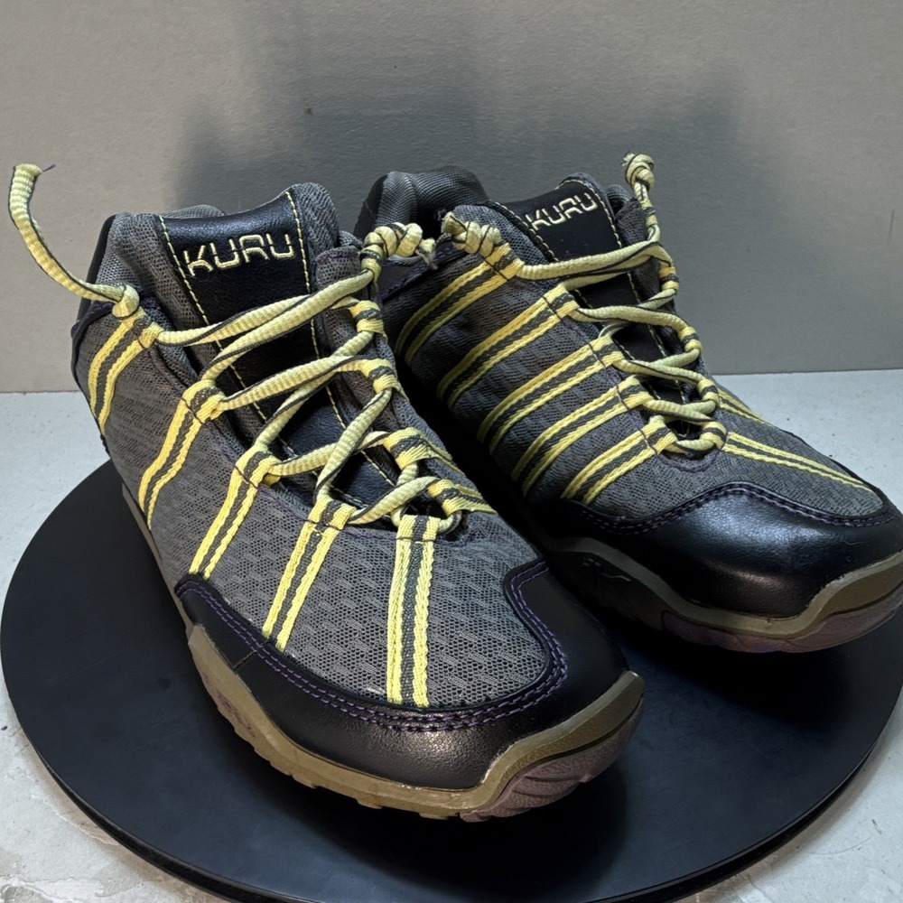 KURU Chicane Womens Trail Hiking Shoes Size 9.5 Black Gray Yellow Orthopedic